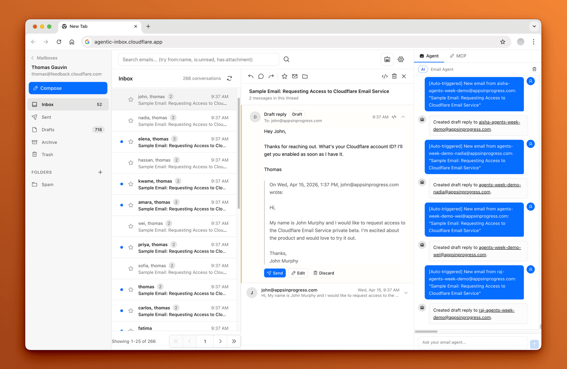 Agentic Inbox Application Interface