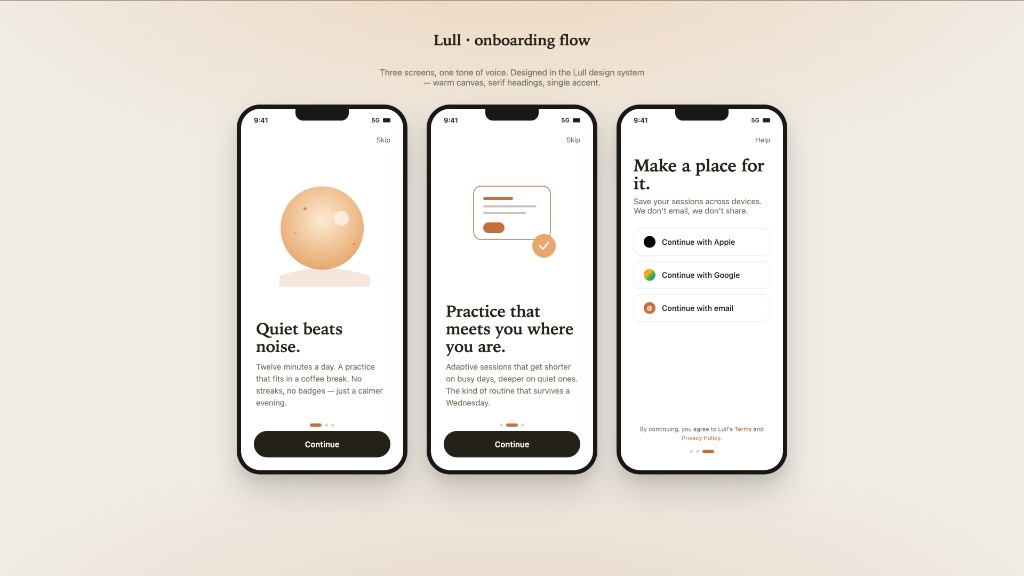 Mobile onboarding prototype with device chrome