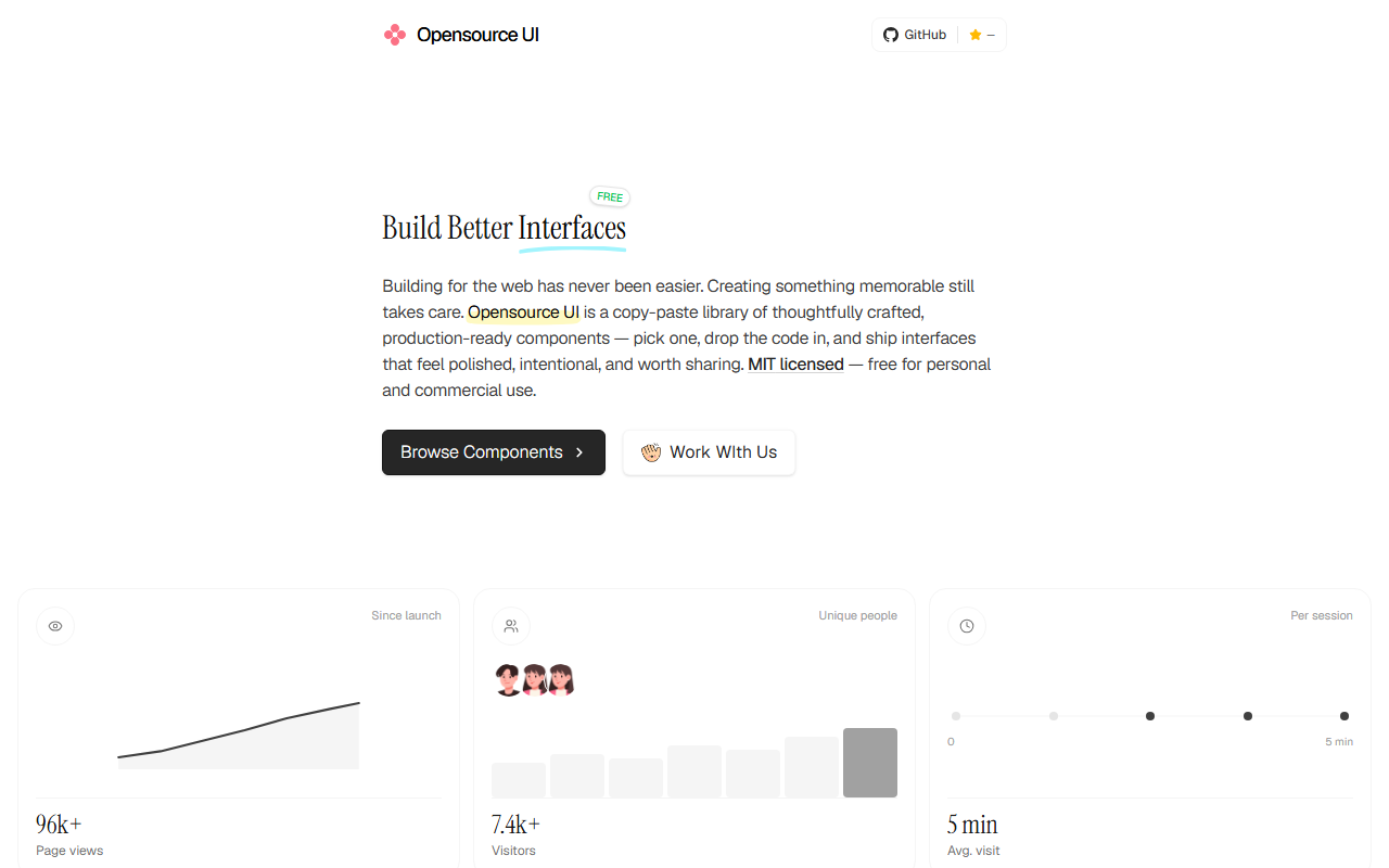 Opensource UI Live Web Catalog and Component Previews
